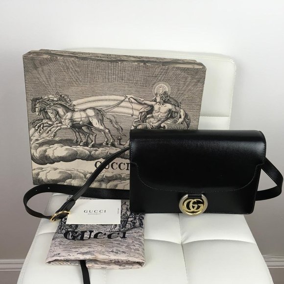 Gucci Women's GG Interlocking Flap Crossbody Bag Black DM1 - Picture 13 of 16